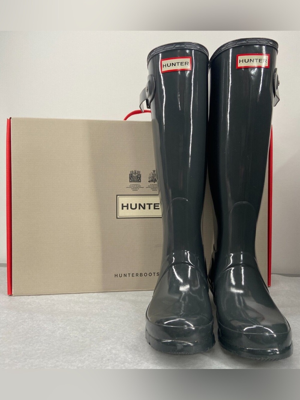 HUNTER WOMEN'S ORIGINAL TALL GLOSS DARK SLATE RAIN BOOT